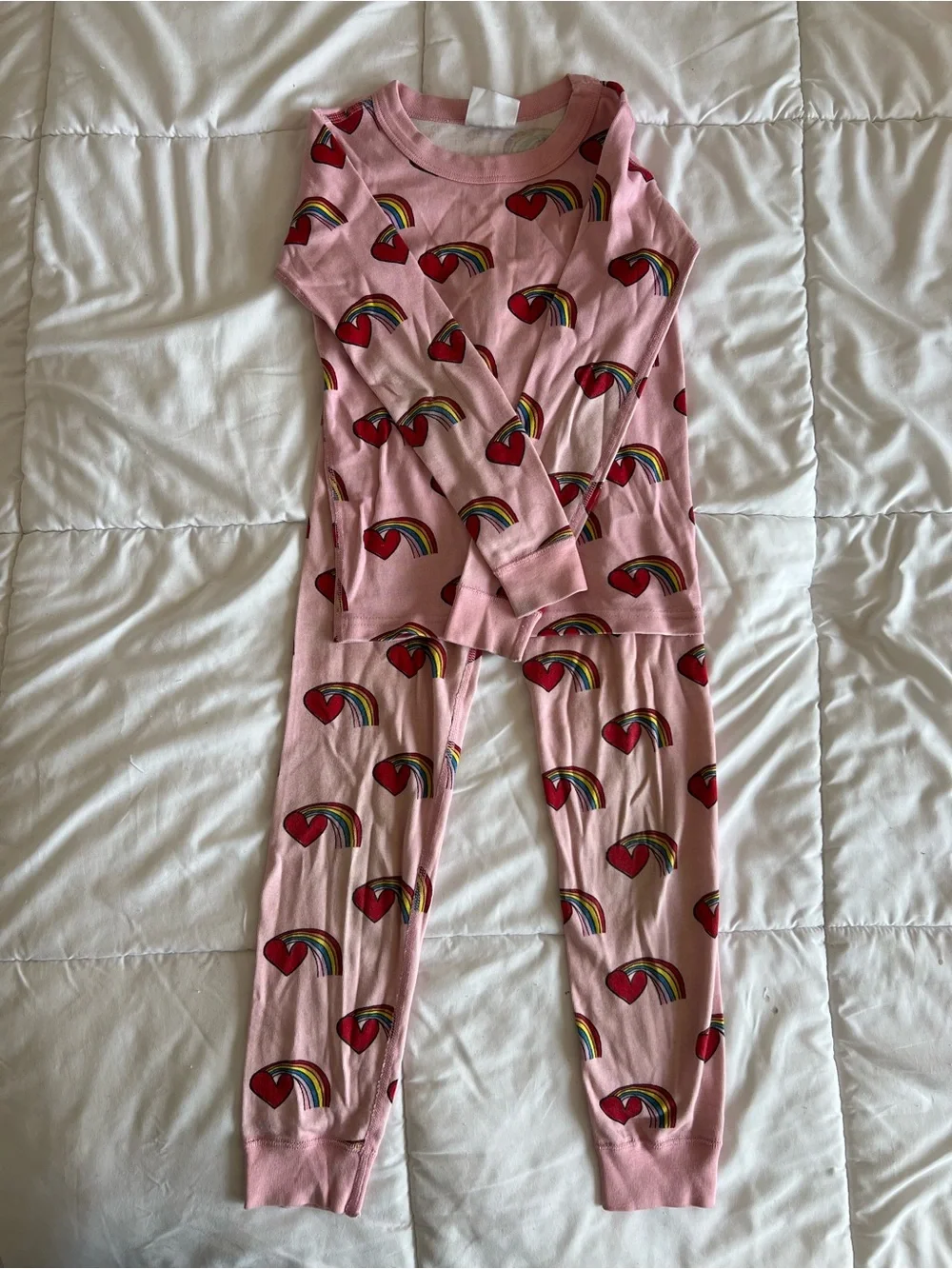 Hanna Andersson Pink Heart & Rainbow Pajama Set 120 6-7